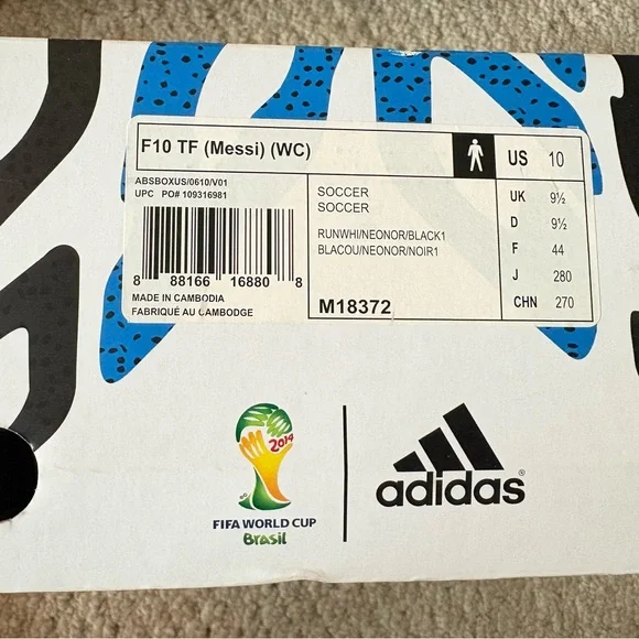 Adidas Messi Blue and Orange Patterned Cleats Mens Size 10 - Picture 3 of 5